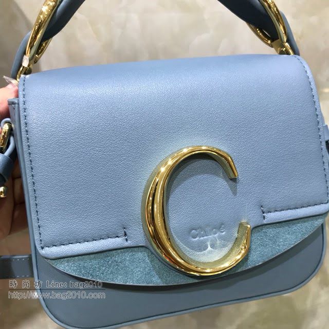 Chloe女包 克洛伊經典C bag小牛皮拼接麂皮包包 Chole手提肩背斜挎包  jjh1215